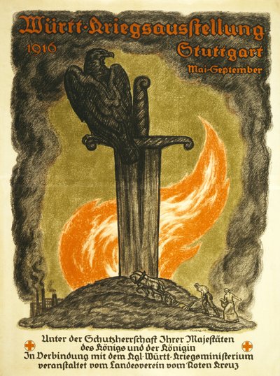 Poster Advertising a War Exhibition Sponsored by the Red Cross Württemberg War Exhibition, 1916 Stuttgart May-September by Johann Vincenz Cissarz